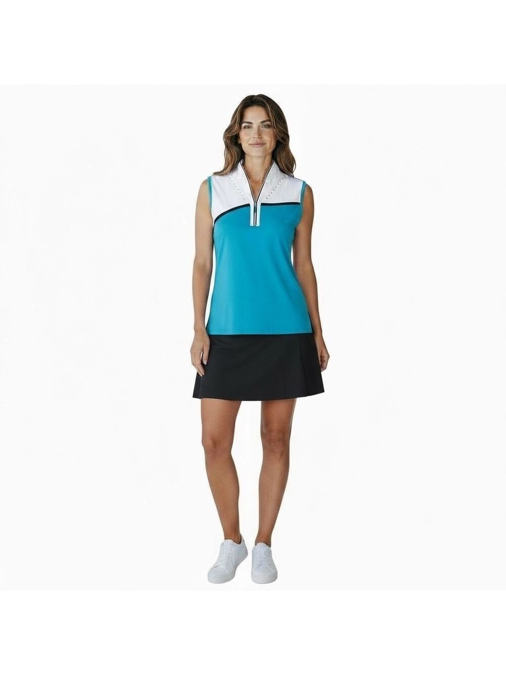 Izod Perform Movement Cool-FX M Rhinestone Golf Tennis Turquoise Sleeveless Top
